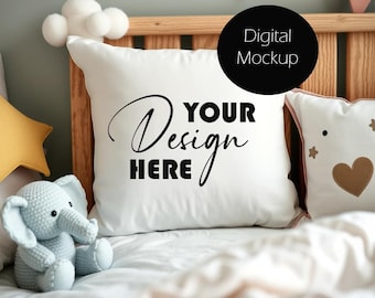 Children's Pillow Mockup Cushion Mockup Stock photo Mock up Sublimation Cushion Digital Download JPG