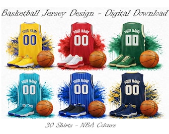 Basketball Jersey Designs. NBA Colours. Digital Download Clipart. Printable Graphic. Basketball Design. Sublimation Design.