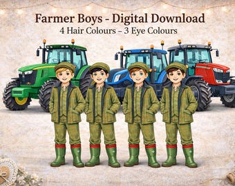 Farmer Boys Tractor Digital Downloads, Farm Clipart, Sublimation Designs, Tractor Designs, Farmlife, Printable Graphic,
