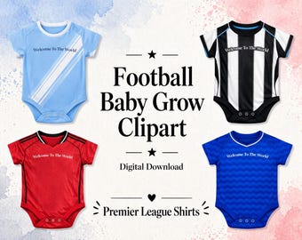 Football Baby Grow Digital Download - Premier League Football Team Colours 2026. Digital Download Clipart. Printable Graphic.