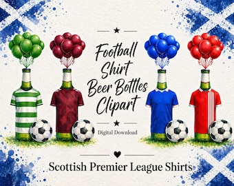 Football Shirt Beer Bottle Design. Scottish Shirts. Football Design. Digital Download. Printable Graphic. Sublimation Design. Card Design.