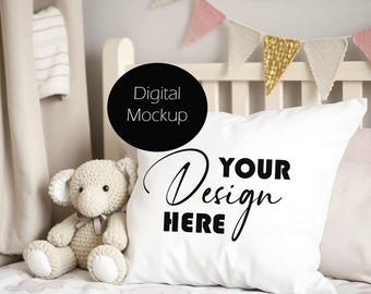 Children's Pillow Mockup Cushion Mockup Stock photo Mock up Sublimation Cushion Digital Download JPG