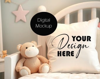 Children's Pillow Mockup Cushion Mockup Stock photo Mock up Sublimation Cushion Digital Download JPG