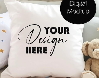 Children's Pillow Mockup Cushion Mockup Stock photo Mock up Sublimation Cushion Digital Download JPG