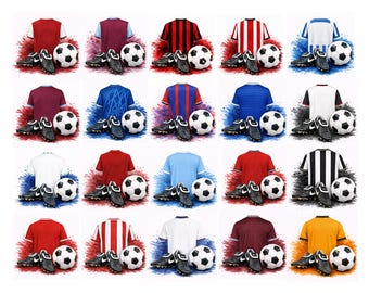 Football Kit Sublimation Designs. Premier League Football Shirt 2026 Backs. Digital Download Clipart. Printable Graphic. Football Design
