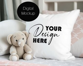 Children's Pillow Mockup Cushion Mockup Stock photo Mock up Sublimation Cushion Digital Download JPG