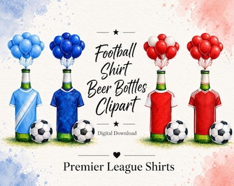 Football Shirt Beer Bottle Design. Football Design. Digital Download Clipart. Printable Graphic. Sublimation Design. Card Design.