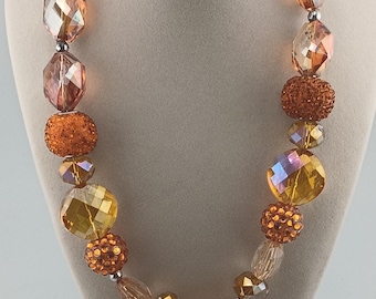 Vintage klobige Orange Ton Statement Halskette
