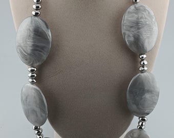 Vintage grobstrick Silber Ton Statement Halskette