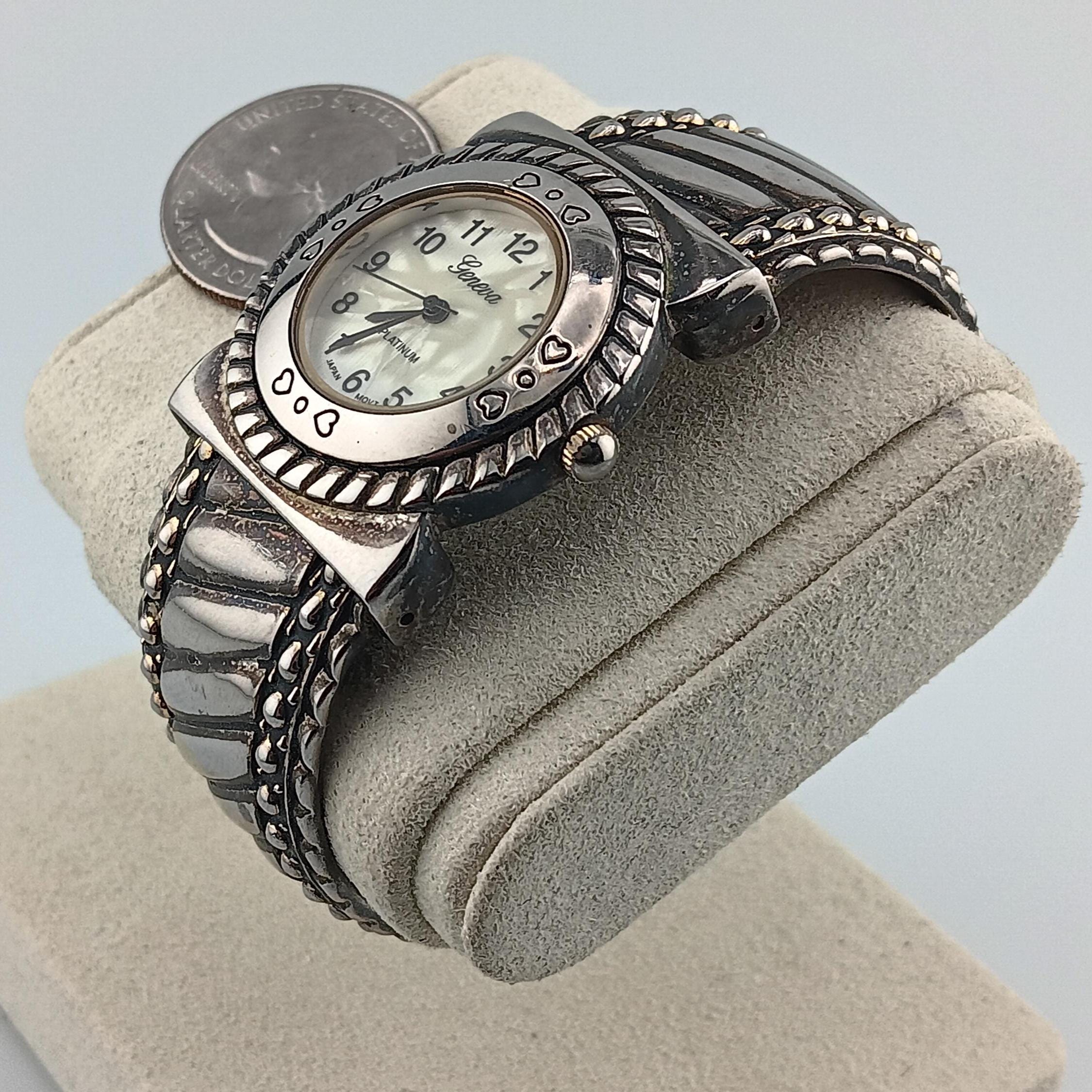 Geneva Silver and Black Charm Watch Black Agate & Crystal Charm Bracelet Watch main image 3