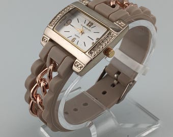 Silber und Gold Ton Hillard und Hanson Tank Casual Uhr