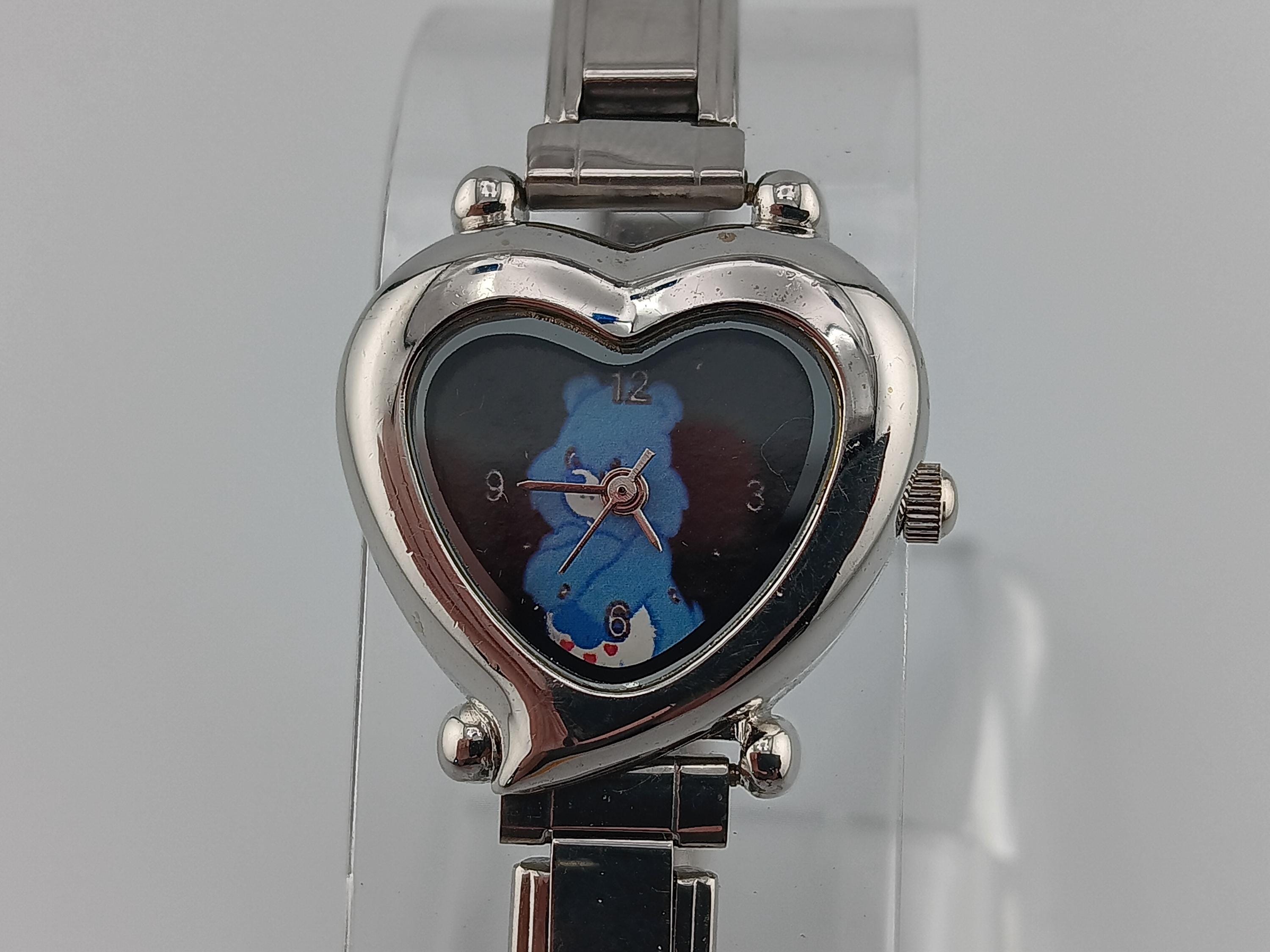 Heart-Shaped Silver Bracelet Watch with Blue Face silver and blue heart watch main image 2