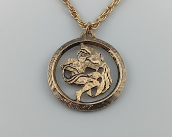 Vintage Gold Ton Anhänger Halskette