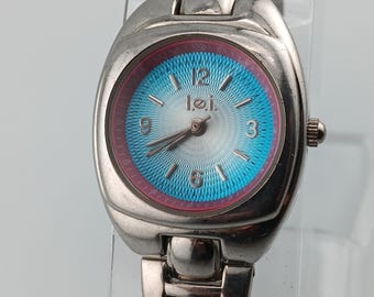 LEI Edelstahl Armbanduhr und Armband mit blauem Gesicht