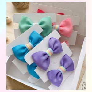 10 Handmade Hair Bows Set | Assorted Colors Girls Clips | Grosgrain Ribbon Gift