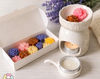 Floral Soy Wax Melts Gift Box | Handmade Scented Home Fragrance, Assorted Shapes