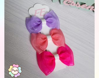 Set of 3 Small Organza Dog Bows | Silicone Grooming Elastics, Handmade Pet Accessories
