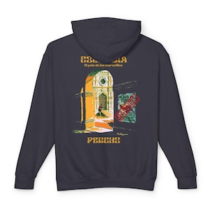 Kolumbianische Kultur Unisex Leichtes Kapuzen-Sweatshirt, kolumbianische Liebe Hoodie für kaltes Wetter, kolumbianischer Kartenpullover, kolumbianischer Stolz