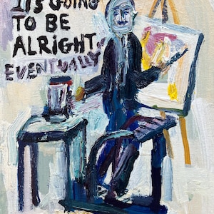 Let&#39;s Paint TV self portrait 10&quot; x 8&quot; oil and acrylic on canvas panel