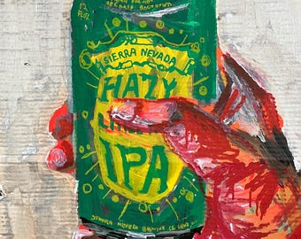 Self portrait drinking an IPA Acrylic on Cardboard by John Kilduff (29”x22”)