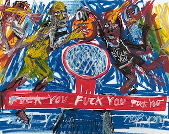NBA Basketball playoffs #3 markers on paper 18 x 24