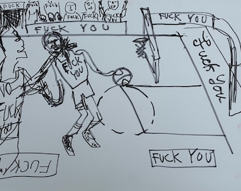 NBA Basketball playoffs #1 sharpie on paper 18 x 24