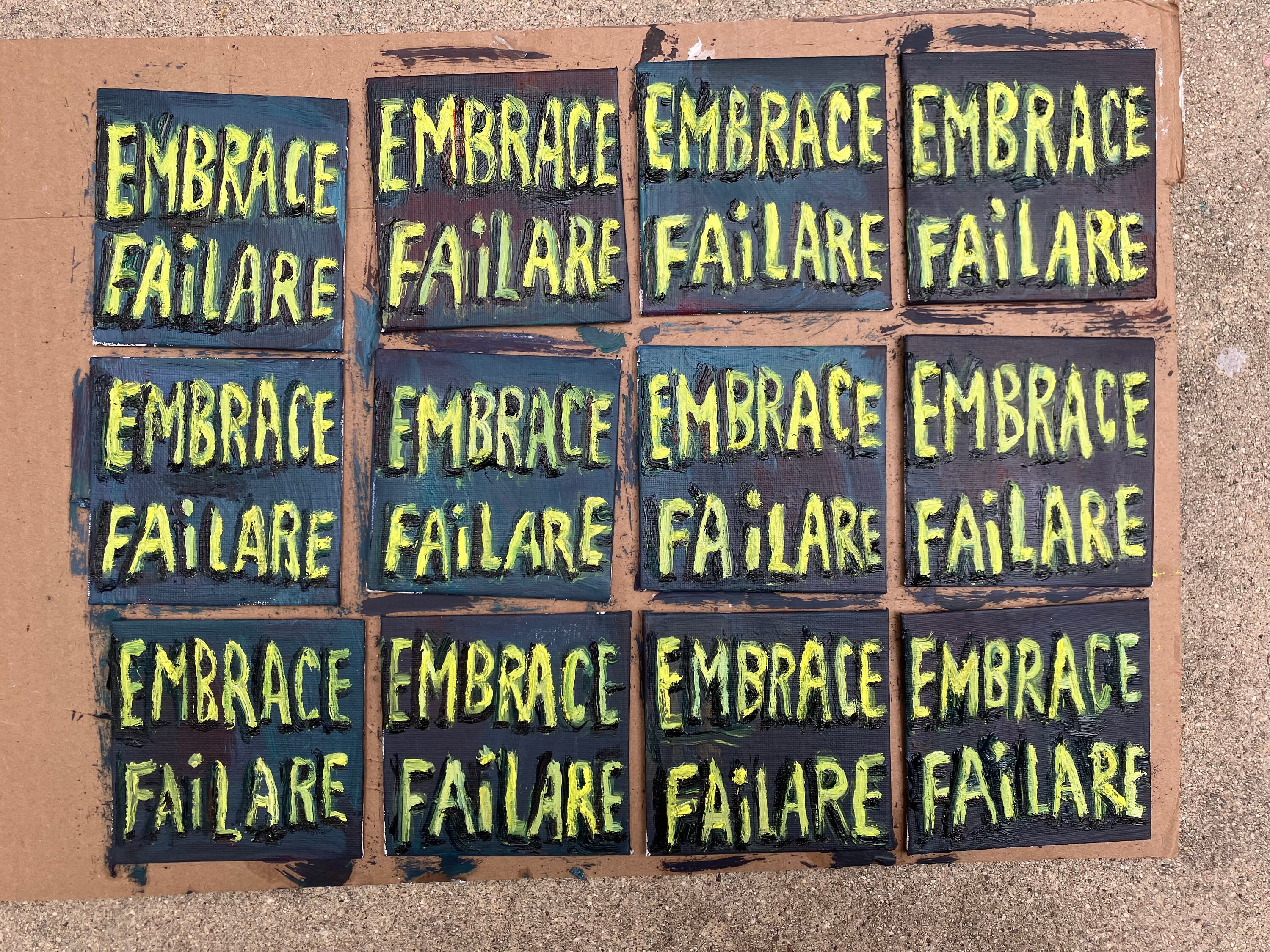 Embrace Failare 4”x4” oil painting