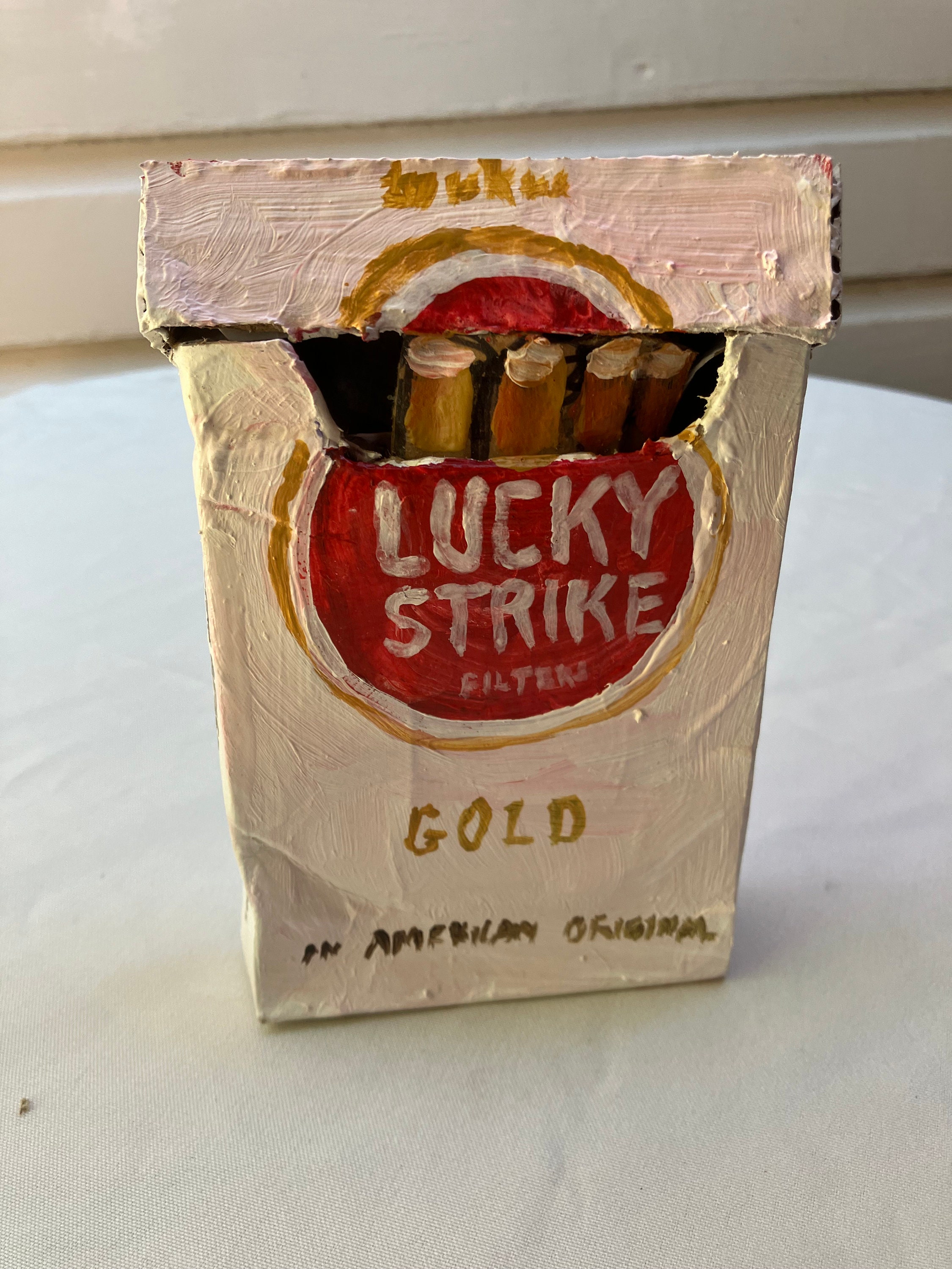 Lucky Strikes Small Cardboard Sculpture 6.5 X 4.5 X 1.5 