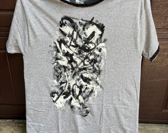 Mouse abstracted hand painted   T- shirt Large