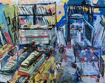 Studio view acrylic on cardboard