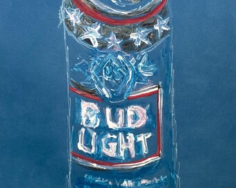 Bud light Memorial Day beer can  markers on paper 18”x 24”