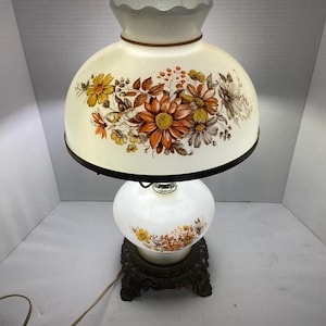 Vintage 3-Way Gone With The Wind Hand-Painted Hurricane Lamp 20&quot;