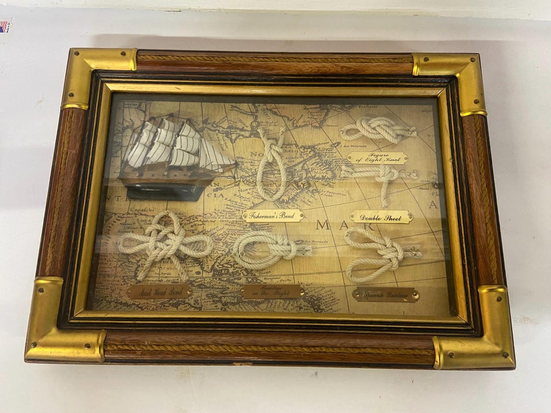 Nautical Framed Wood Shadow Box Knots Boat Sailors Wall Art L14x H10 - Etsy