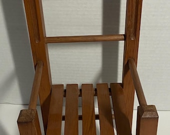Vintage Ladder-Back Slatted Seat Carved Doll Chair - Miniature Chair - Doll Furniture - Wooden Doll Chair - Vintage Style Doll Chair