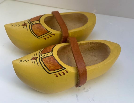 Vintage Traditional Dutch Wooden Hand-Painted Clogs