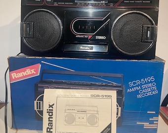 Vintage Randix SCR-5195 Stereo/Radio/Boom Box/Cassette Player Manual & Original Box