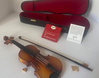 Vintage Miniature Mozart Authentic Violin COA included Complete with Case - New Opened Box - 1960s - RARE - Collector's Guitar Model