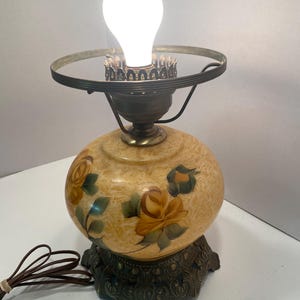Vintage Floral Hurricane Electric Lamp-WORKS