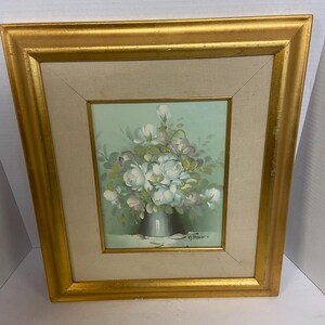 Vintage Oil Painting Signed M. Redon Decorative Gold Plated Frame L15.5xH17