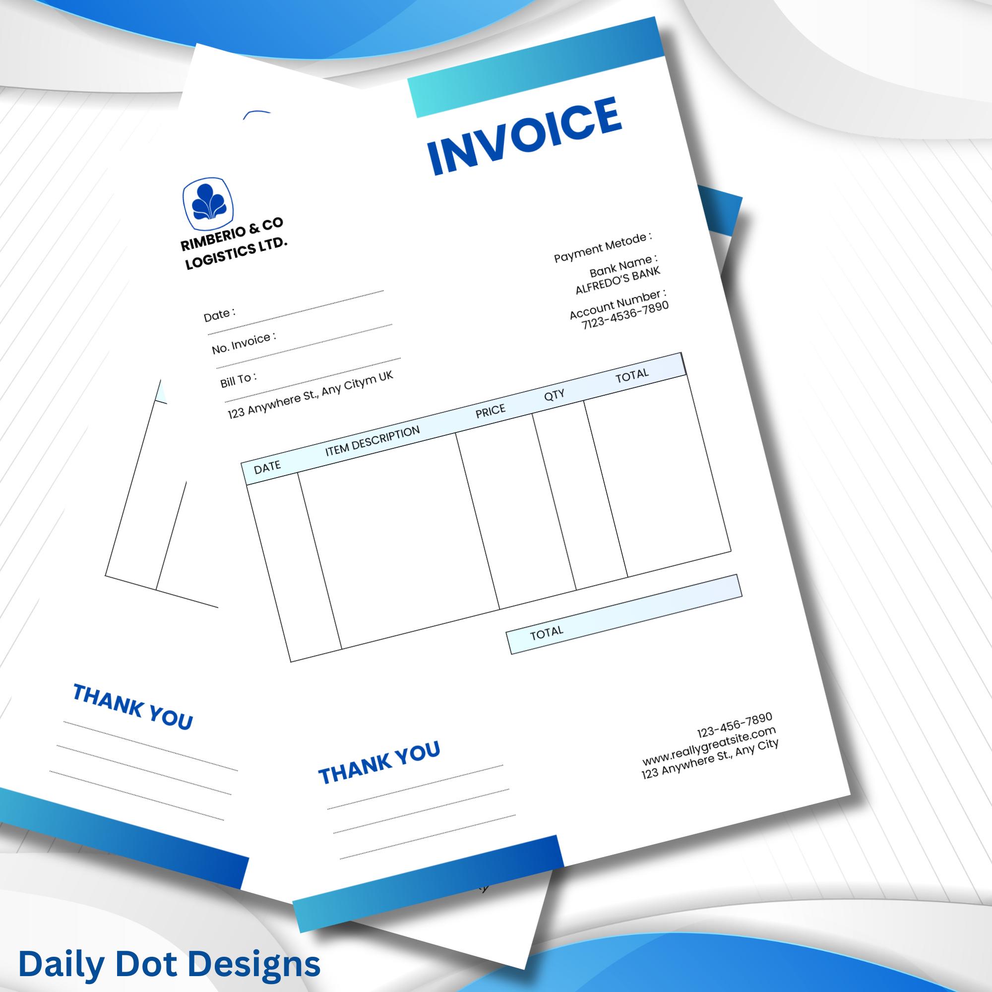 Editable Invoice Template for Google Docs, Modern and Professional ...