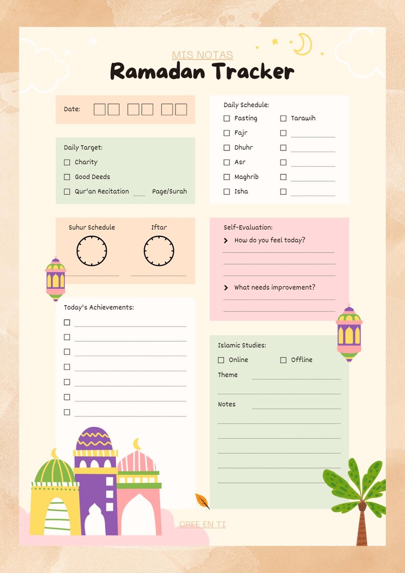 Ramadan Planner 2026 Printable | Islamic Daily Tracker and Journal ...