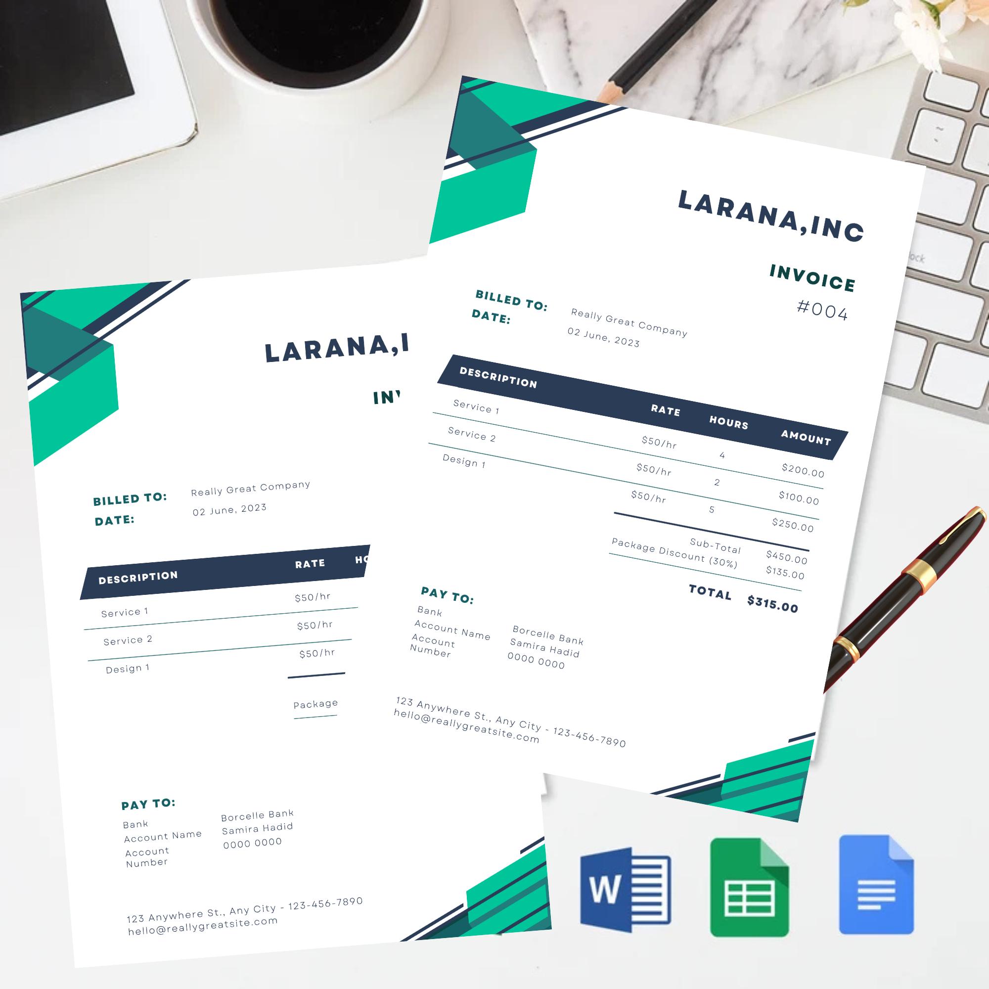 Editable Invoice Template. Services Invoice Template for Small Business ...