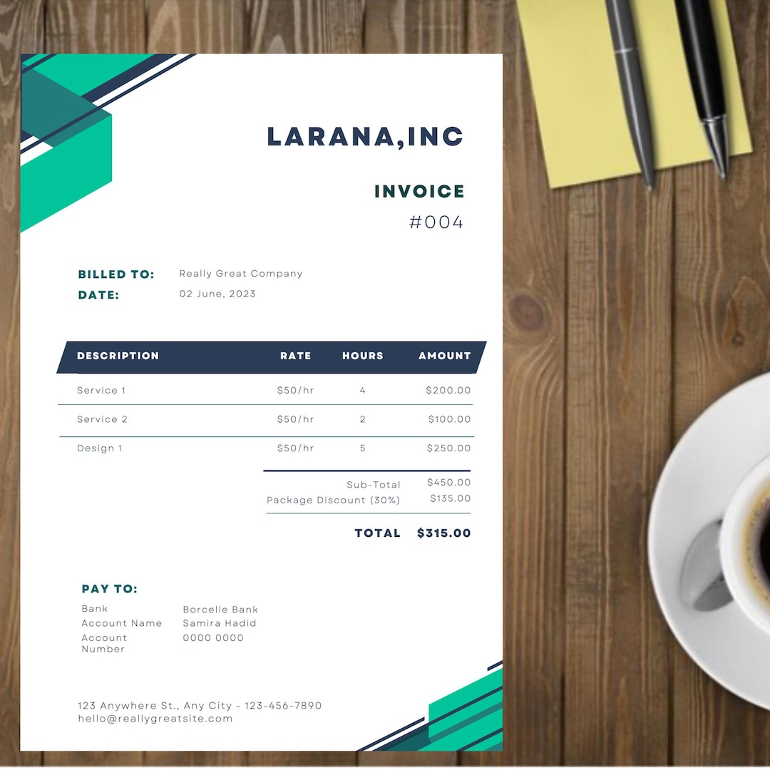 Editable Invoice Template. Services Invoice Template for Small Business ...
