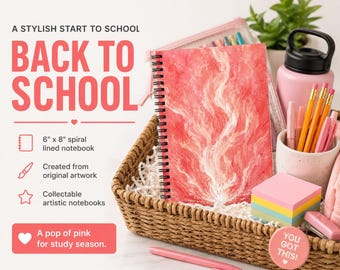 Soothing Coral Flame Spiral Notebook | Back to School Supplies, College Care Package, Swag Bag Item, Client Gift