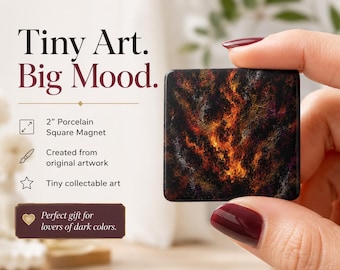 Bronze Silver Gold Flame Fridge Magnet | 2" Porcelain Square Magnet | Teacher Gift, Graduation Gift, Metallic Lovers