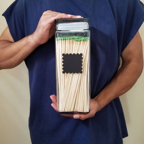 Extra Tall Glass Match Holder Vase For Long Fireplace Matches 50