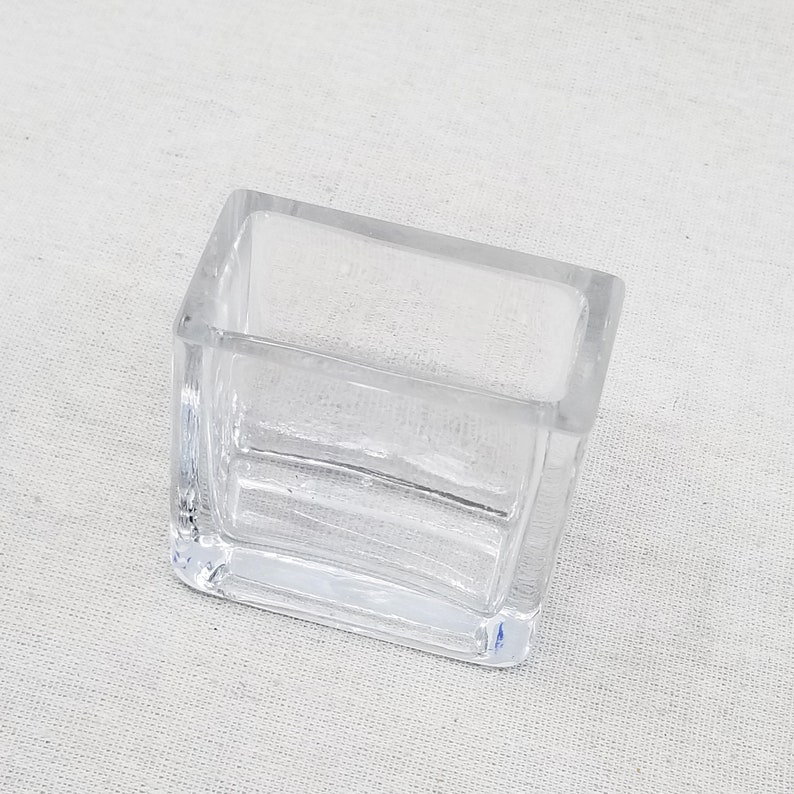 Glass Rectangle Mini Vase 3 x 3 x 1.5 Set of 3 image 2