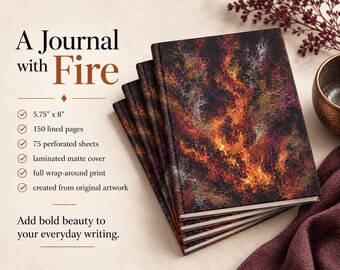 Dark Metallic Molten Fire Hardcover Journal | Matte Writing Notebook | Gift for Writers, Students, Teachers, and Clients