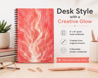 Soothing Coral Flame Spiral Notebook | Back to School Supplies, College Care Package, Swag Bag Item, Client Gift