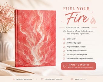 Soothing Coral Flame Hardcover Journal | Matte Writing Notebook | Gift for Pink Lovers